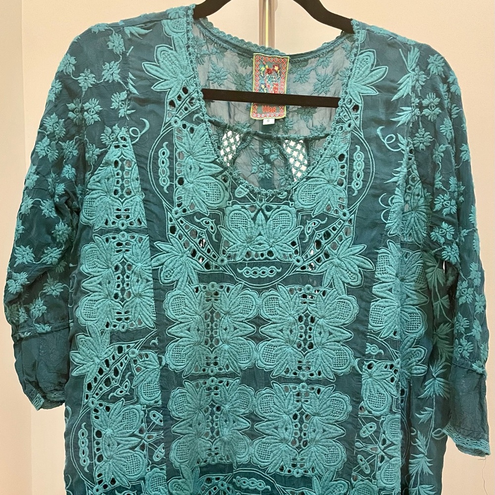 Johnny Was Christina Top, Teal Blue, S